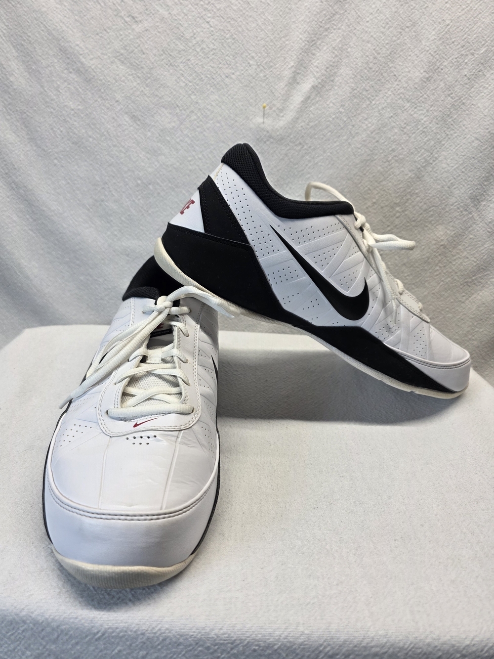 Classic Nike Air Ring Leader Low White/Black/Red Leather Sneakers Mens Size 10.5